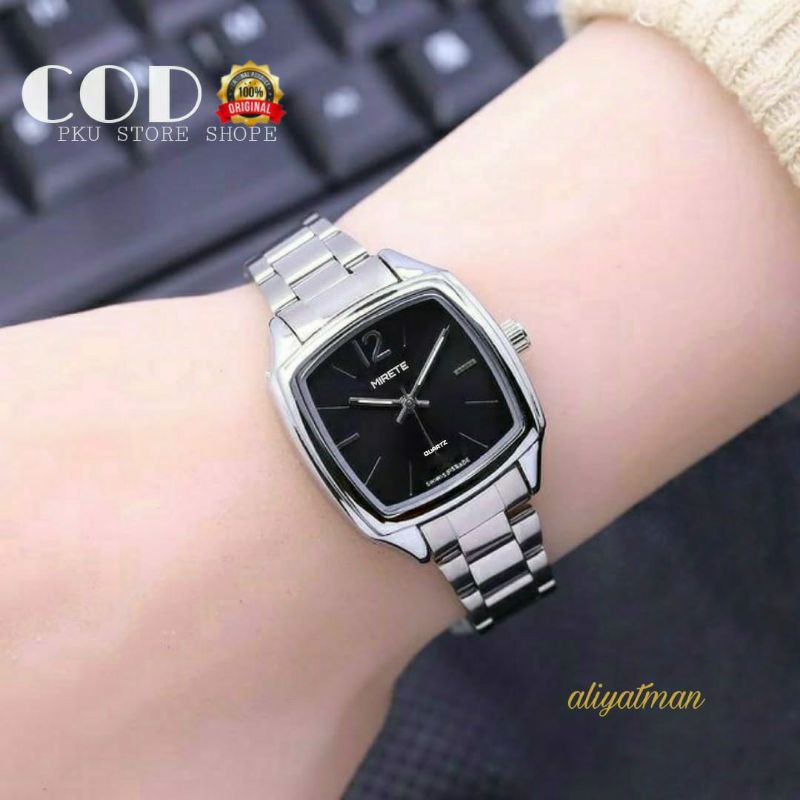 JAM FASHION LADIES MIRETE TALI RANTAI STAINLIS OVAL FREE BATRAI JAM TANGAN WANITA/CEWEK JAM TANGGAN WANITA TERLARIS TAHAN AIR