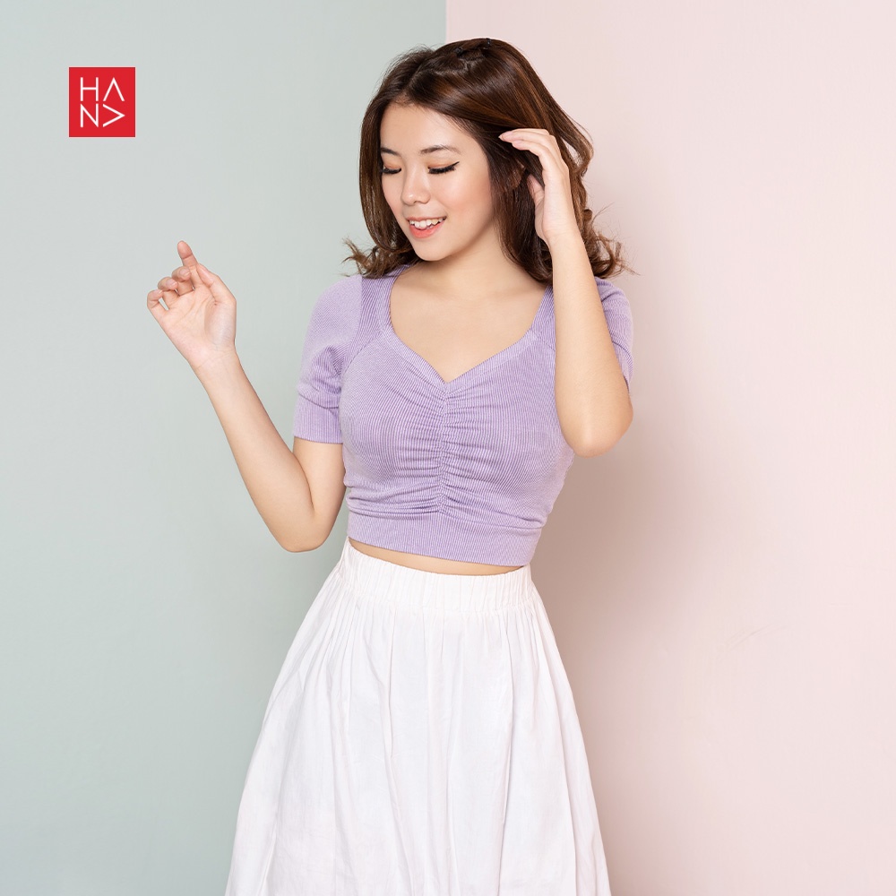 Hana Fashion -  Euna Crop Top Stylish Kaos Wanita / Kaos Crop Top - CT063