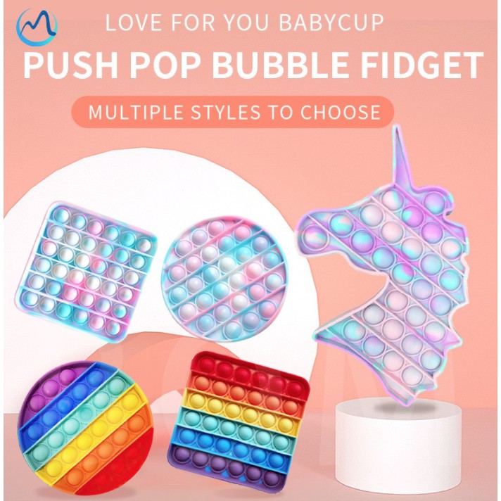 POP IT PUSH Fidget Toys Rainbow Unicorn Mainan Anak Stress Relieve GoBang Toy