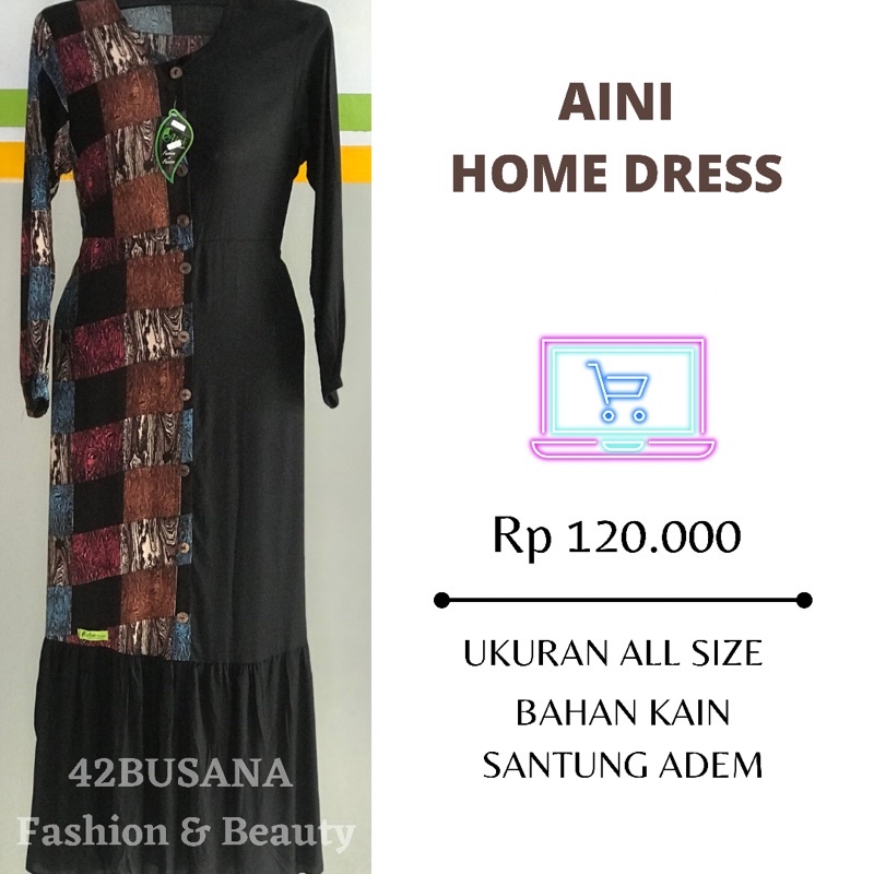 Aini Home Dress Panjang | Daster | Asli Pekalongan | Bahan Kain Santung