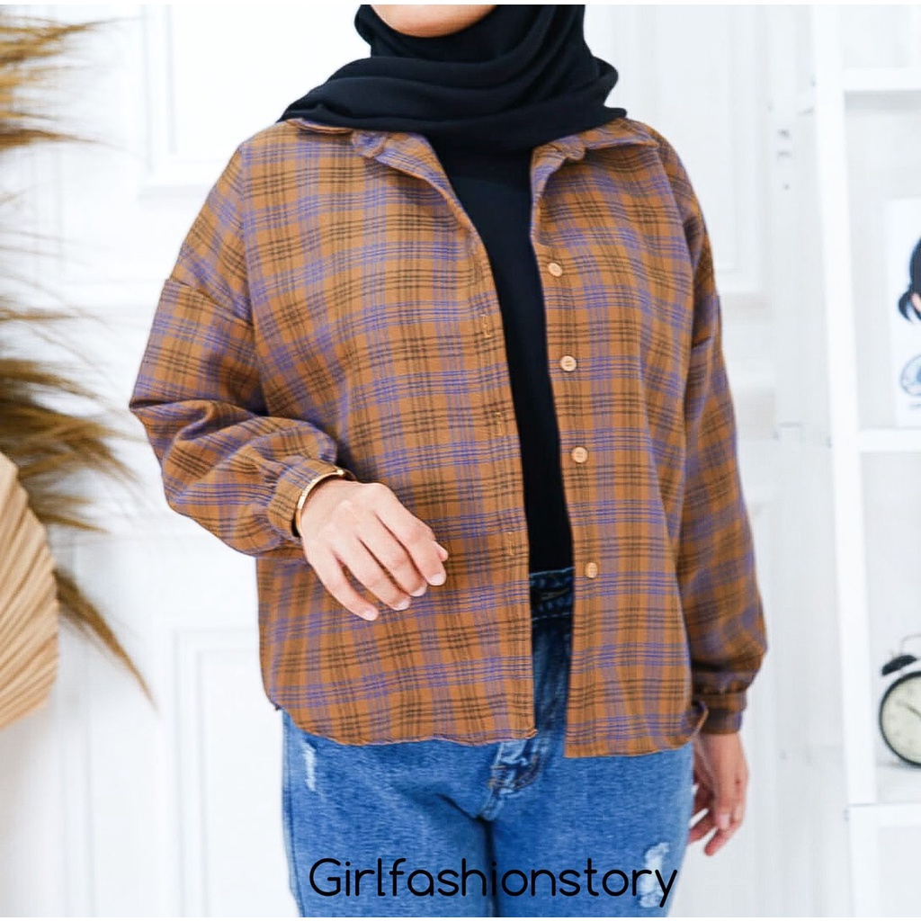 GFS OVERSIZE TARTAN SEMIWOLL SHIRT