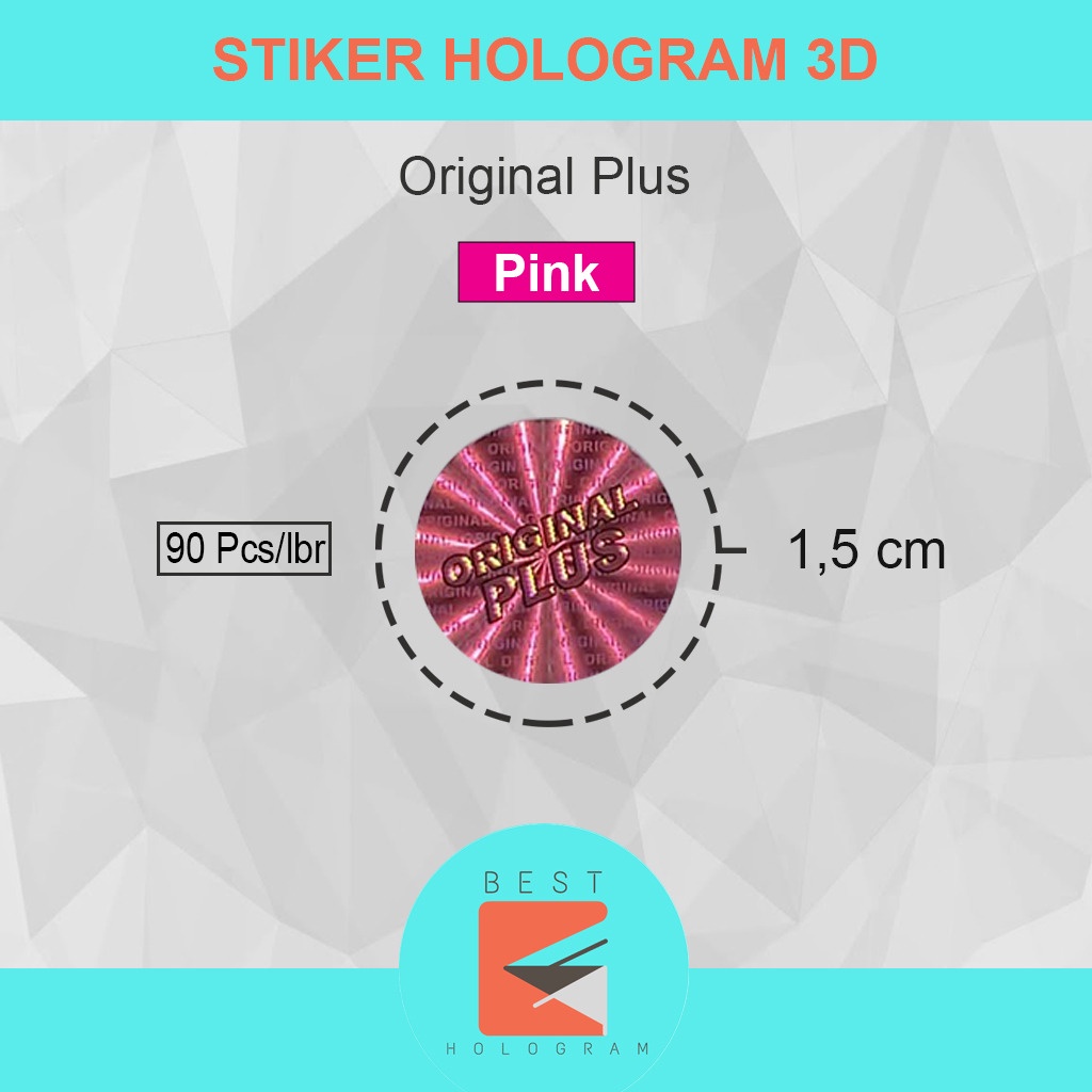 

Stiker Hologram 3D Original Plus 1,5 cm PINK - Segel Rusak Biasa/Non Motif