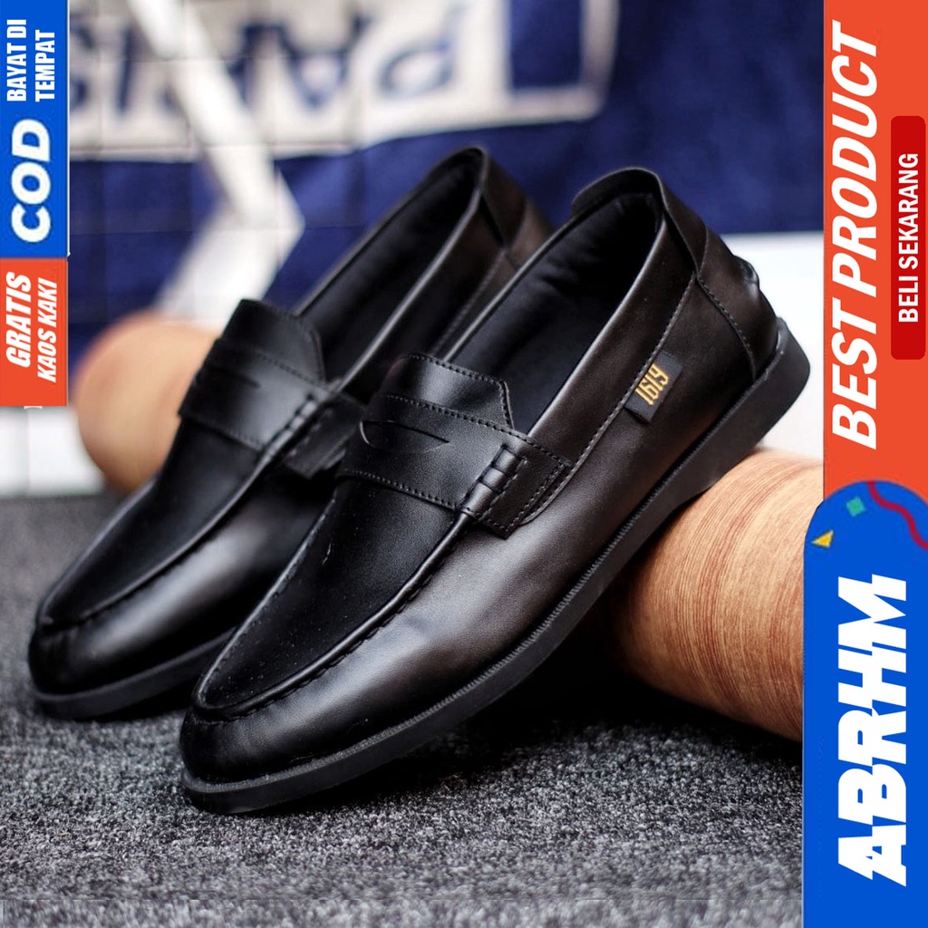 Abrhm Pecco - Sepatu Formal Pria Pantofel Hitam