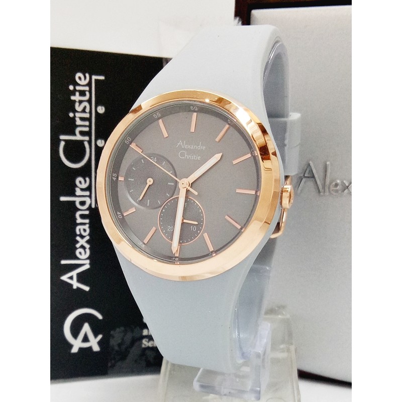 Jam Tangan Wanita Alexandre Christie AC 2663 BF GYRG Rubber Original