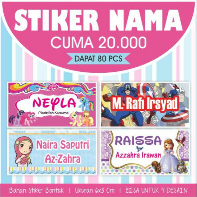 

STIKER LABEL NAMA TERMURAH ISI 80 PCS
