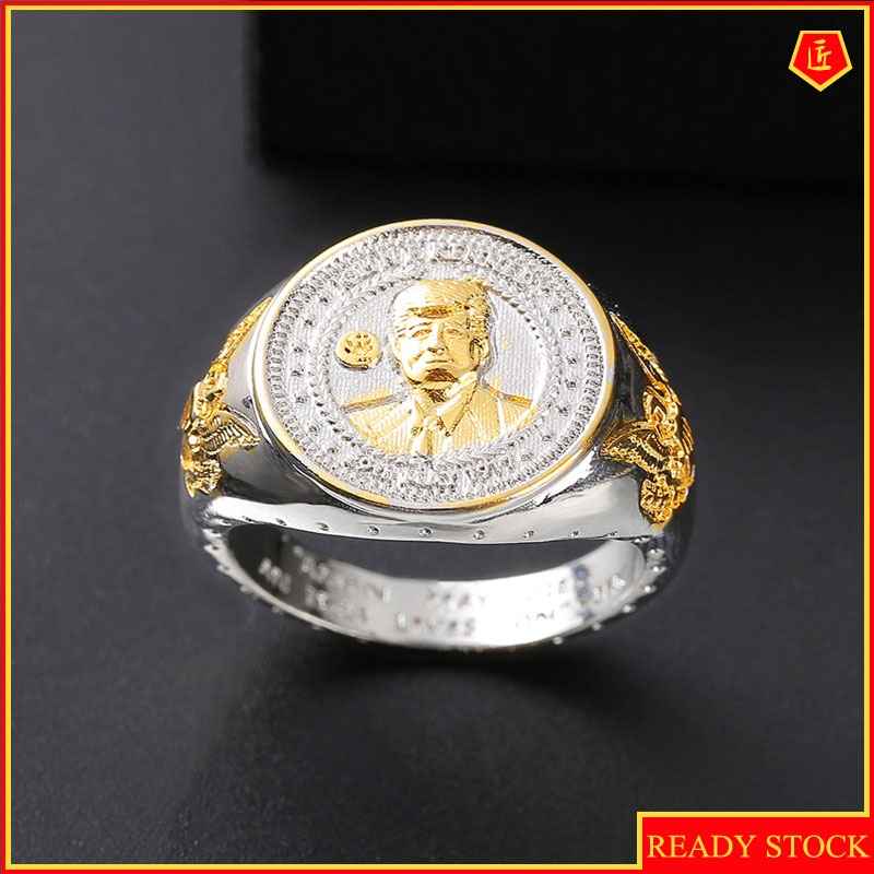 [Ready Stock]Commemorative Silver Coin Avatar Ring for Men