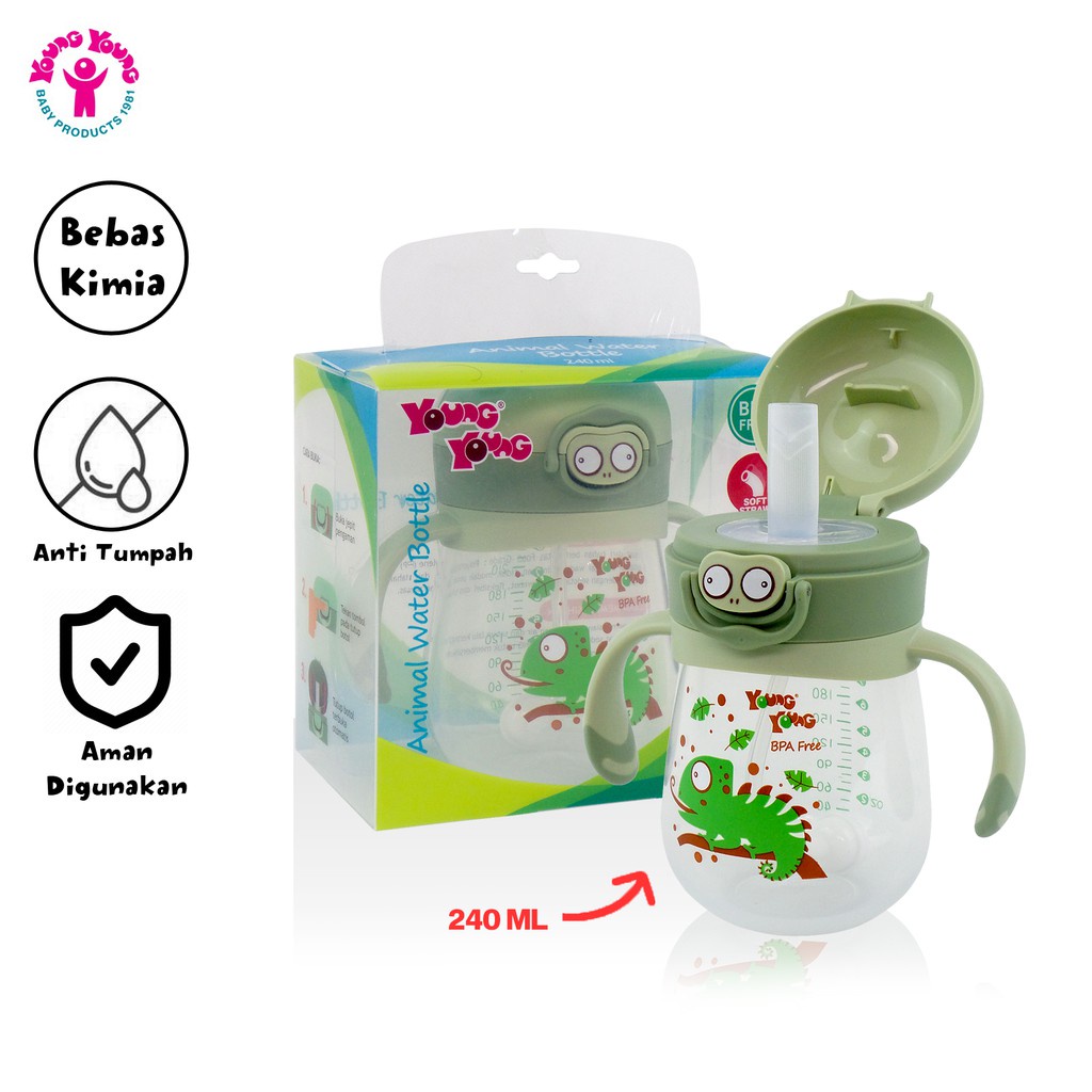 ♥BabyYank♥ YOUNG YOUNG Botol Minum Bayi 240 ML Anti Tumpah Animal Water Bottle BPA Free IL-909