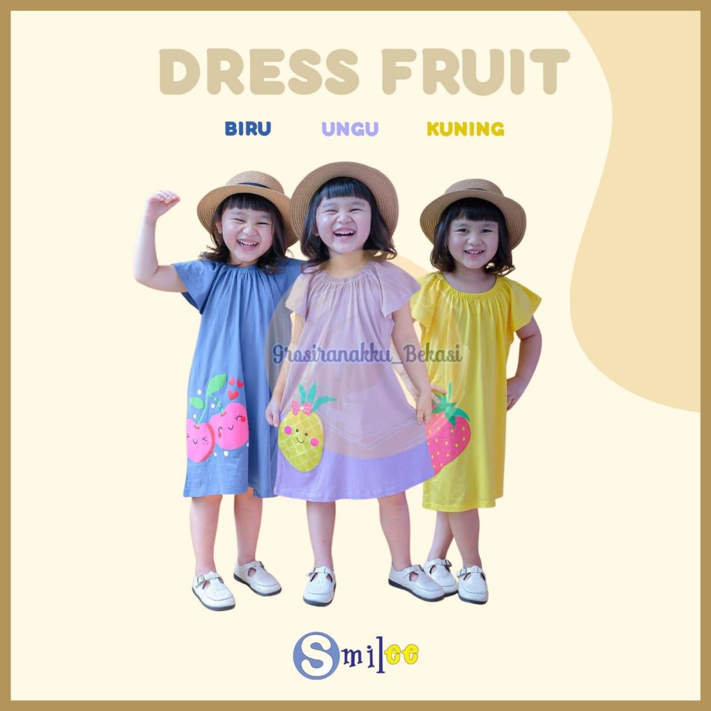 Dress Anak Smilee Fruit Mix Motif Size 1-5 Tahun