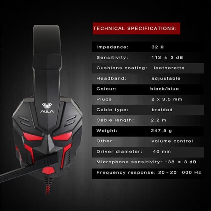 head set gaming aula lb01 bonus jak spliter audia 2.1