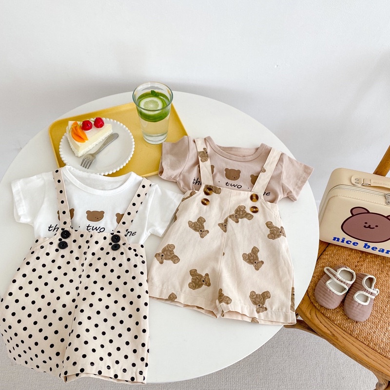 Three bear overall set anak laki laki