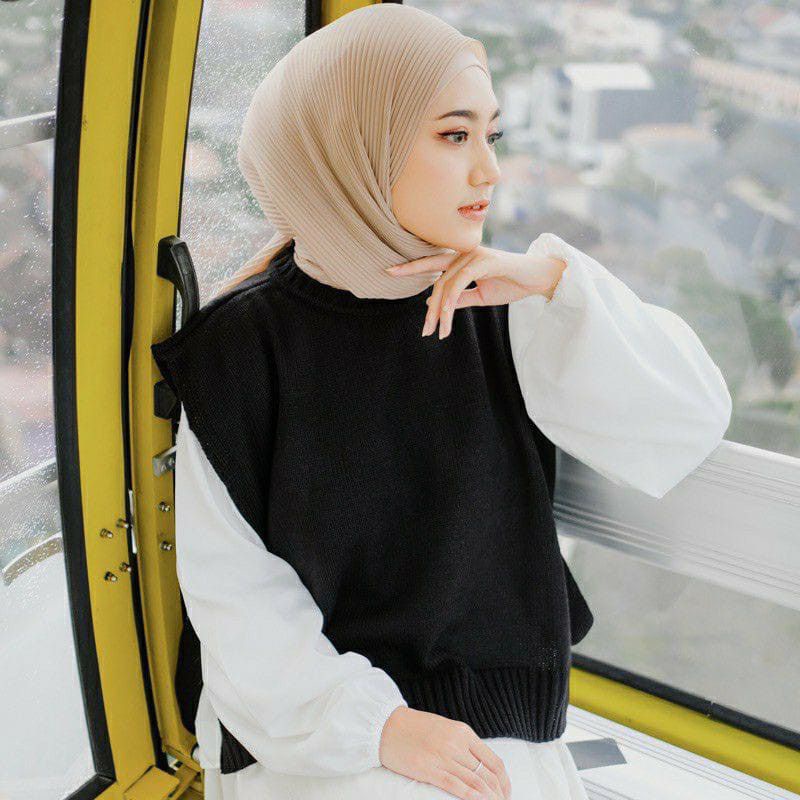 JENNIE VEST PREMIUM / ROMPI RAJUT TALI / ATASAN WANITA / WARNA HITAM NUDE CREAM MINT / MONOCHROME FA