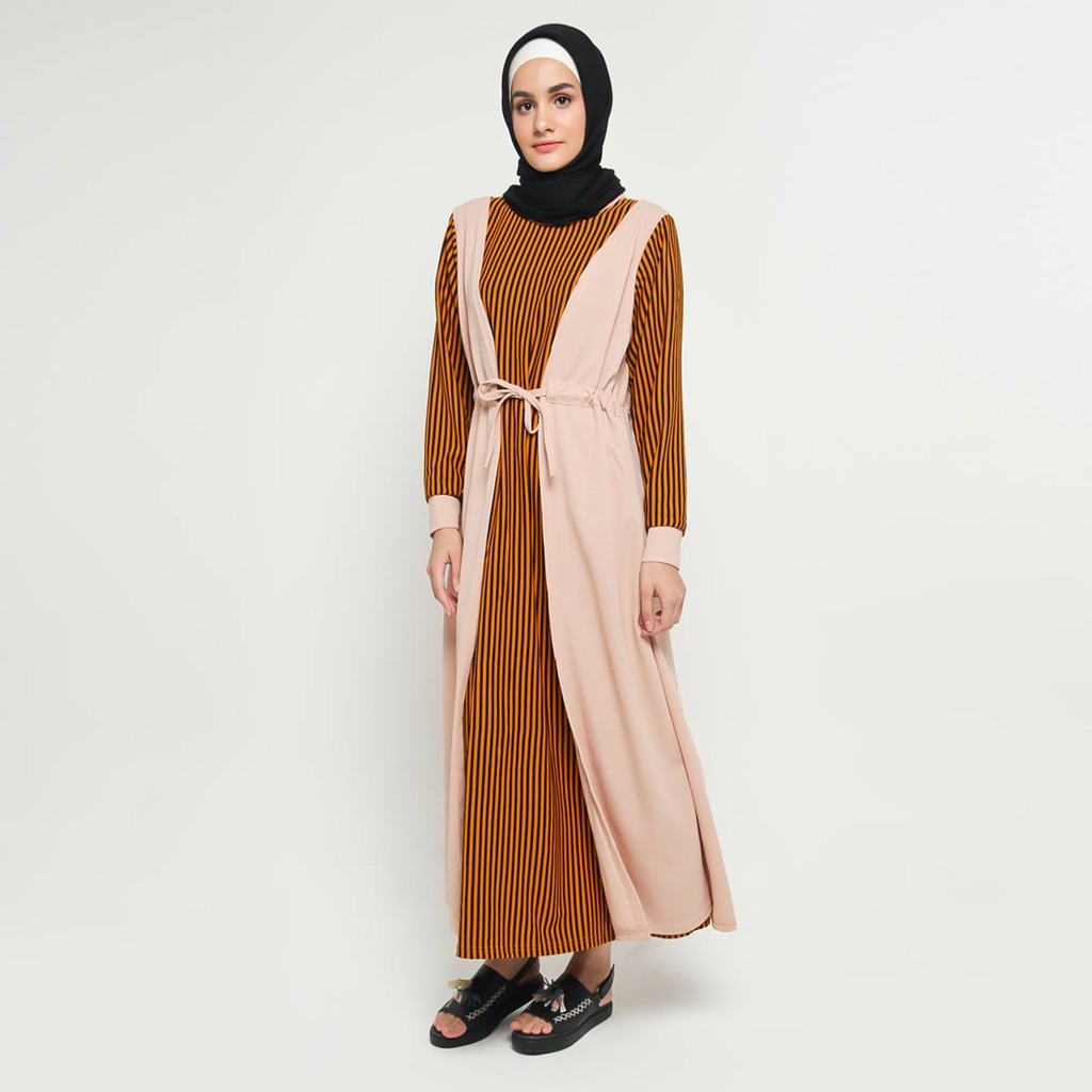 Long Dress Gamis maxi Wanita Muslim kombinasi warna - XSHOP Chessy