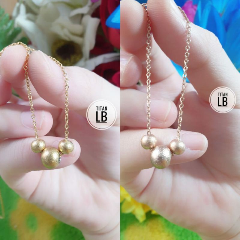 Kalung Titanium Bola Tiga Baris Gold dan Rosegold N13042102