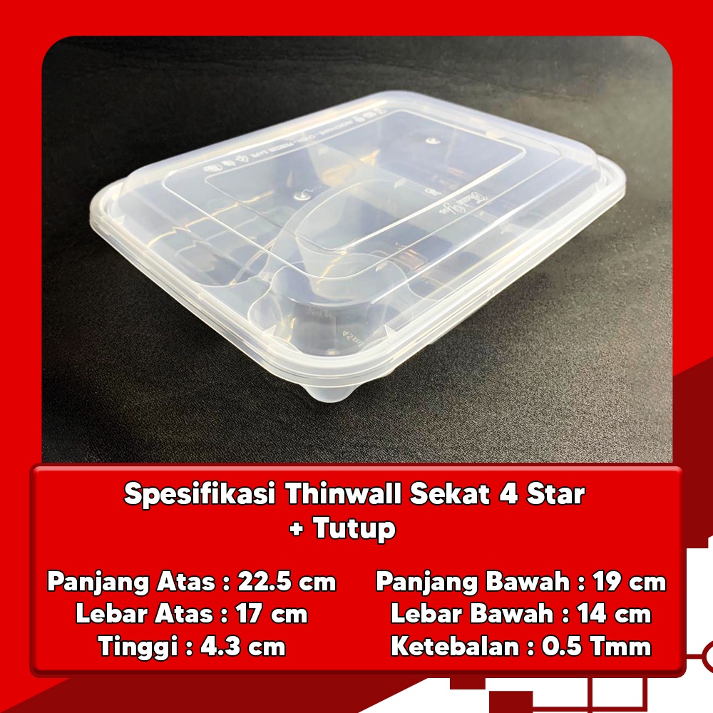 Bento box 4 sekat star / food container 4 sekat / lunch box murah