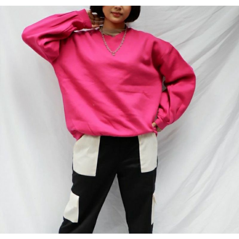 sweater tangan balon warna fuscia terbaru (balon)