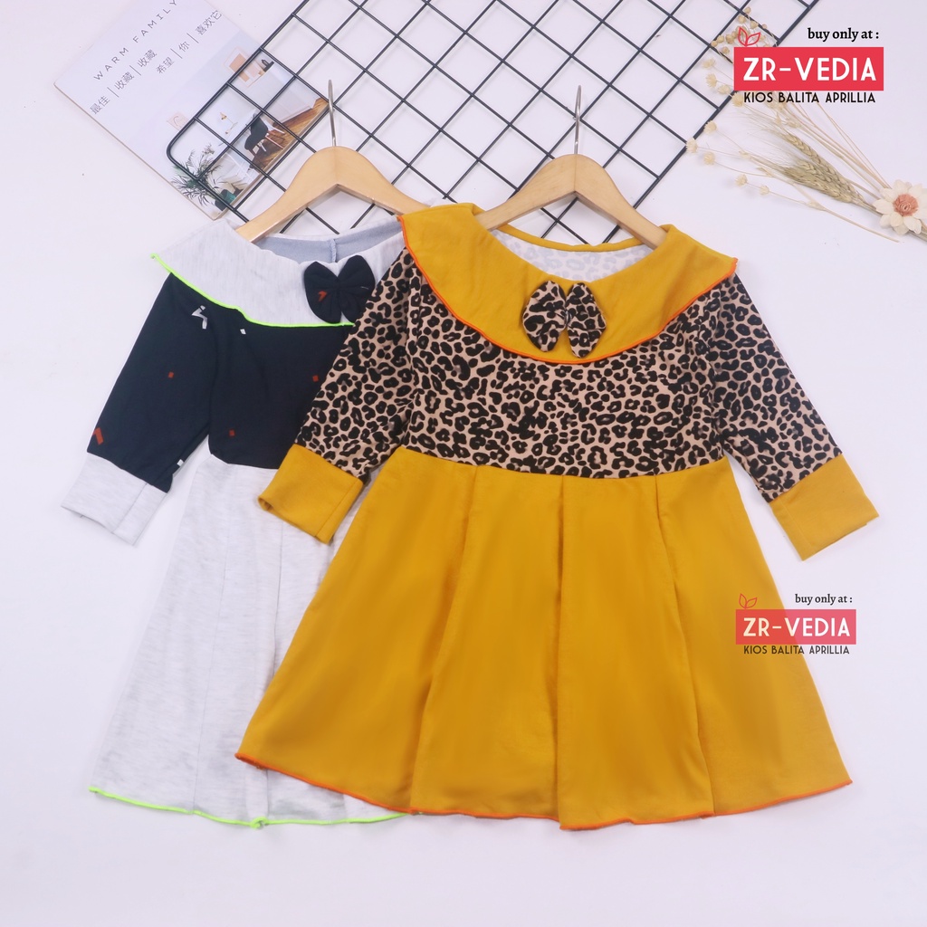 Dress Yumna 1-2 Tahun / Dres Anak Perempuan Premium Branded Lengan Panjang Gaun Pesta cewek