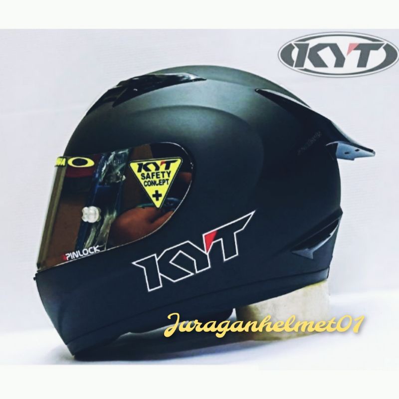 helm full face kyt r10 paket ganteng black doff