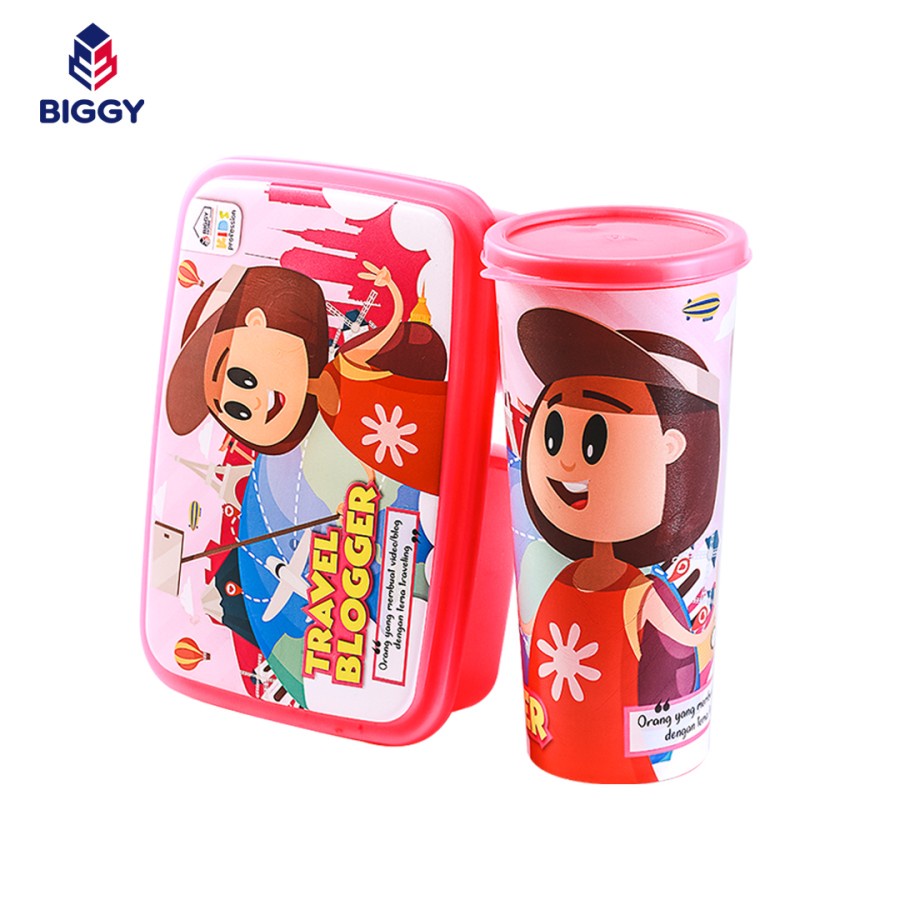 Lunch Box + Tumbler Set Souvenir Ultah Serbaguna Kotak Bekal Anak Tempat Makan Sekolah Bonus Botol Torino