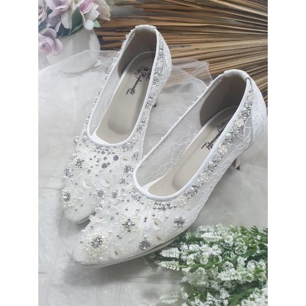 sepatu wedding marmarra putih tinggi 7cm