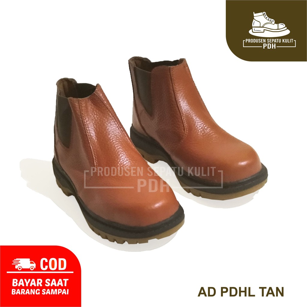 TERPOPULER SEPATU SAFETY BOOT SLOP ELASTIS BAHAN KULIT SAPI ASLI AD PDHL ELASTIS CKL