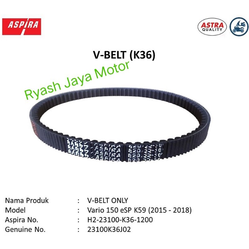 V-Belt only k36 for Vario 150 esp LED 2015-2020 new Aspira