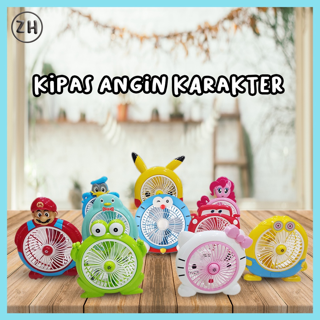 Kipas Angin Mini Fan Karton Welhome Lucu/Karakter Kipas Angin Meja/Kipas Angin Listrik Karakter 10inch