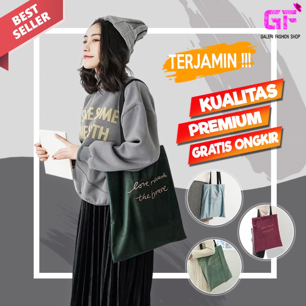 TAS TOTE BAG TOTEBAG JINJING BAHU WANITA CEWEK FASHION IMPORT KOREA BAHAN KAIN VELVET SUPER GF300