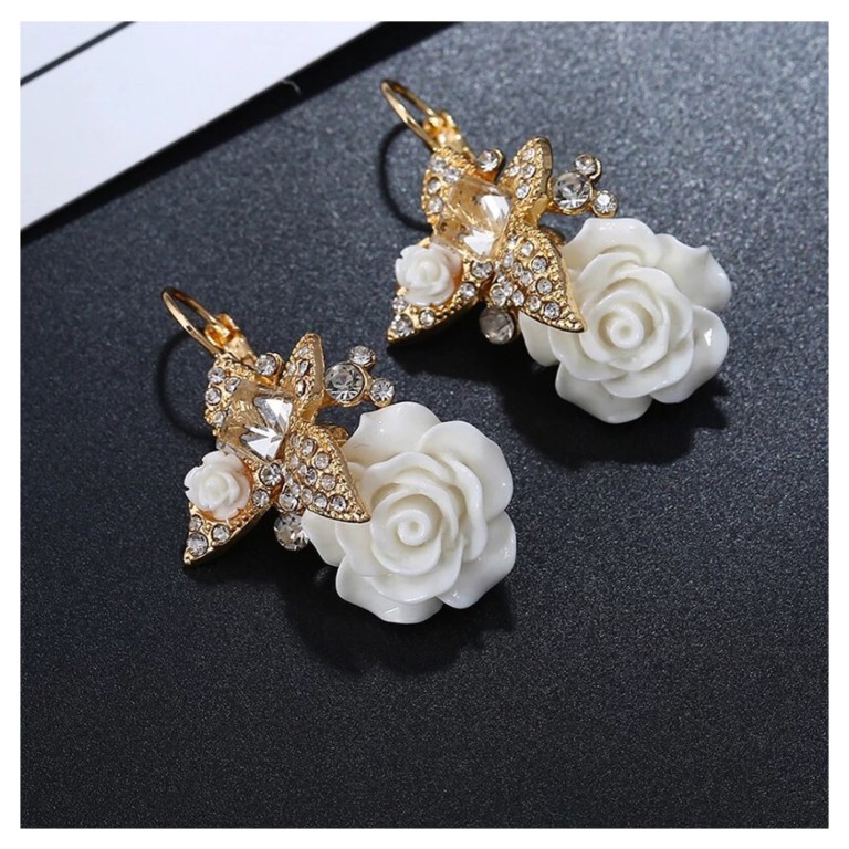 Anthea - Anting Bunga Mawar - Anting Emas Fashion Korea