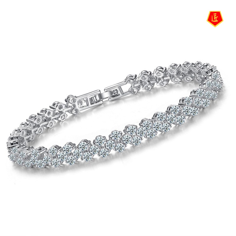 [Ready Stock]Elegant Women's Silver Crystal Bracelet