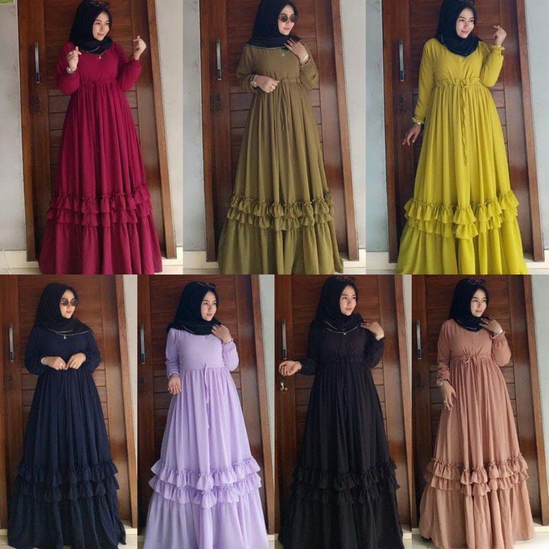 GAMIS ALHAYA CERUTY BABYDOLL REMPELL KELILING POLOS FULL FURING ORIGINAL.