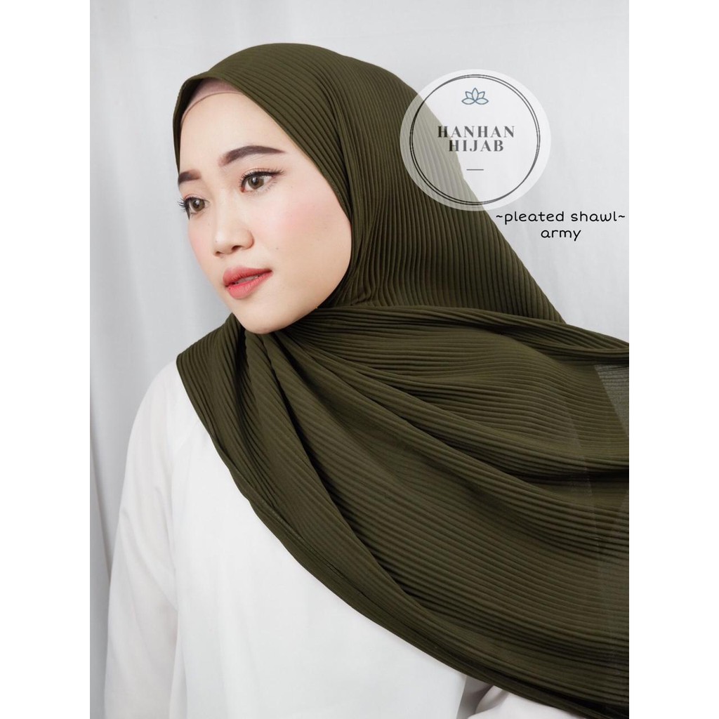 PLEATED SHAWL / PASHMINA FULL PLISKET-Army