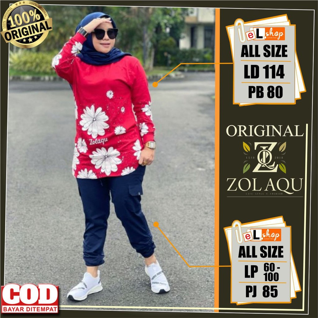 SETELAN KAOS DAN CELANA JOGER ZOLAQU ORIGINAL 100% TERBARU 2021 BAJU OLAHRAGA SENAM SEPEDA JOGGER