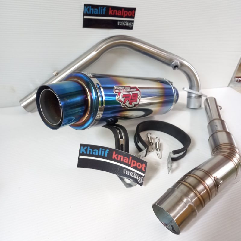 Knalpot racing R9 mugello blue CBR150 CB150R New Cb150r full system