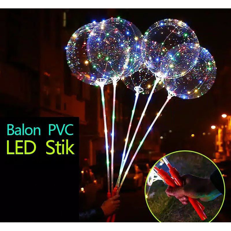 BALON LED MINIM 10 PCS BALON PVC BOBO BALON LED POLOS 1 SET STICK BALON TRANSPARAN LAMPU BALON HARGA