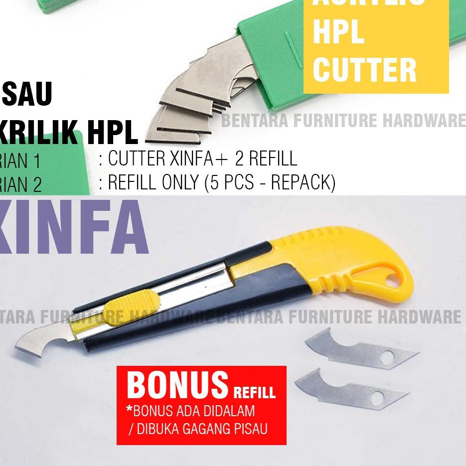 

TERLARIS Xinfa Pisau Akrilik HPL Cutter Acrylic Akrilik Bonus 2 Spare Blade - Pemotong Cutting Tool