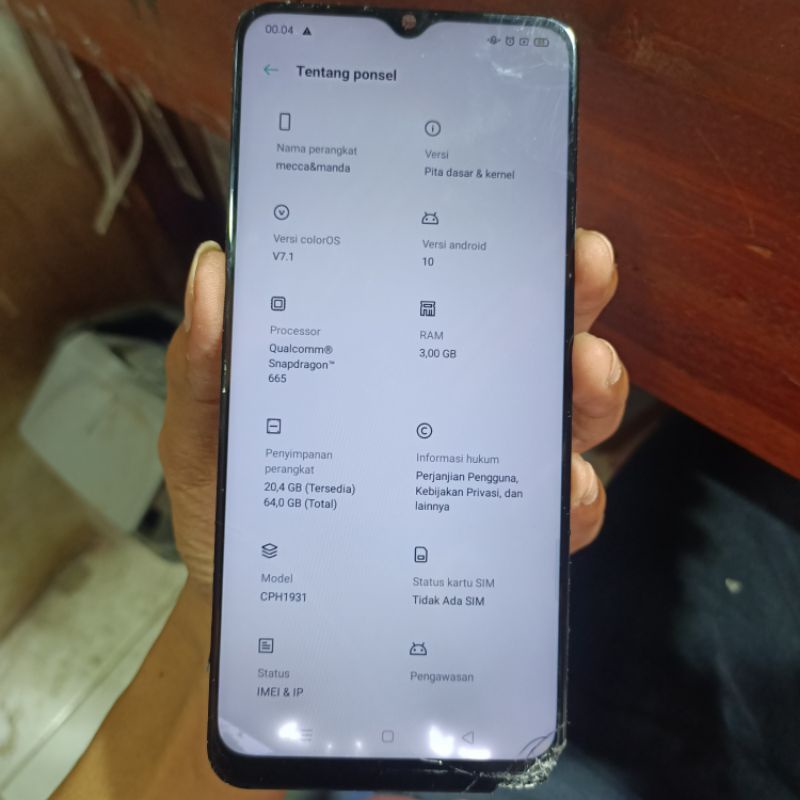 LCD OPPO A5/A9 2020 ORIGINAL COPOTAN