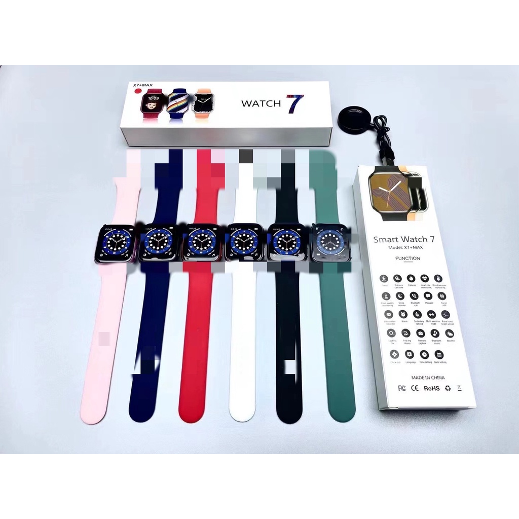 TERBARU Jam tangan pintar  olahraga smart watch series 7 + Max bisa call, music, detak jantung, sms olahraga.