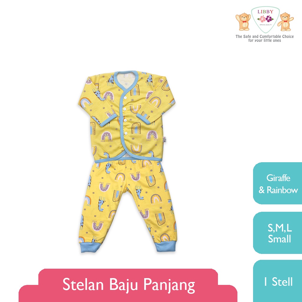 LIBBY (1 stel) Stelan Baju Panjang - Celana Panjang Motif Rainbow Fantasia (1 stel)