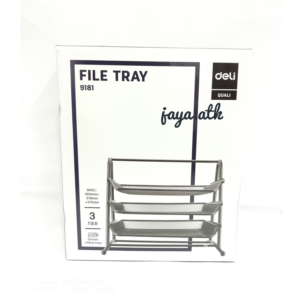 LETTER TRAY RAK KERTAS SURAT BAK SURAT LETTER TRAY 3 SUSUN TINGKAT ELEVATED TRAY BESI DELI 9181