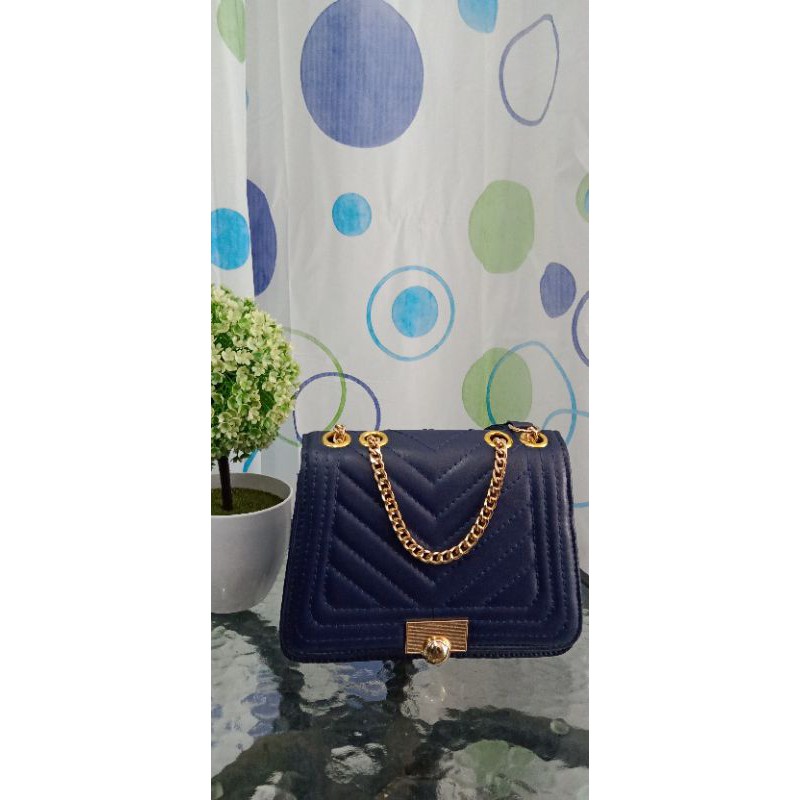 Tas wanita sling shoulder bag pesta bordir rantai gold