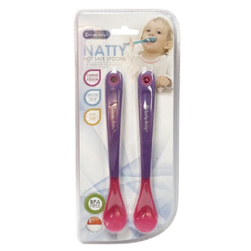 Lucky Baby Natty Hot Safe Spoons LB-0381 Sendok Makan Bayi isi 2 Pcs