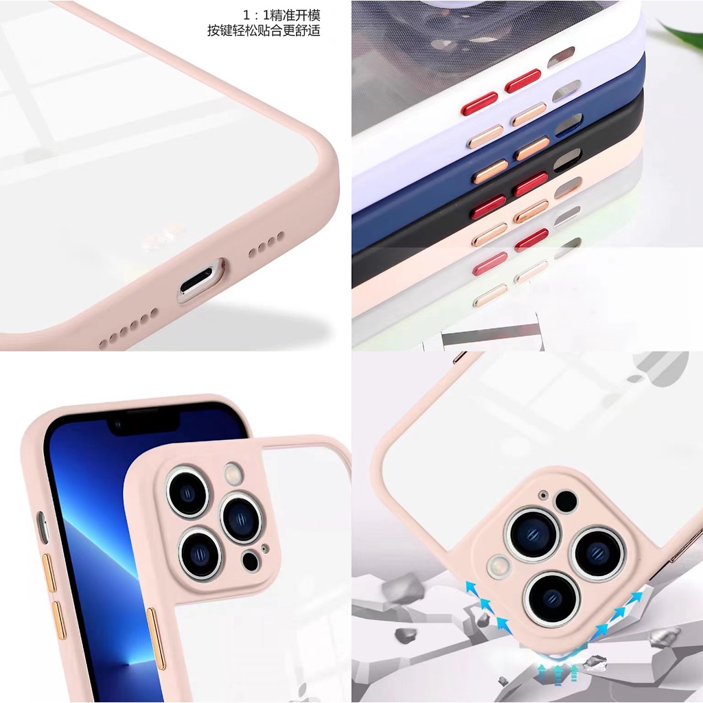 Case Pelindung Warna Macaron Transparan anti Jatuh Untuk iphone 11 12 13 pro max