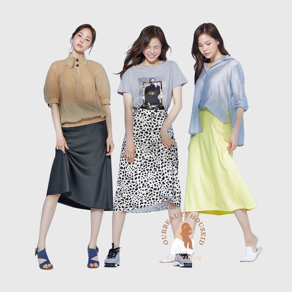 LAPIAF Rok Silk  Midi Skirt White Cheetah Darkolive