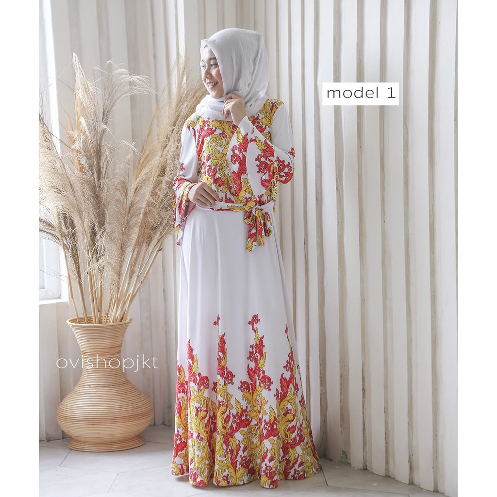 Gamis jersey putih terbaru