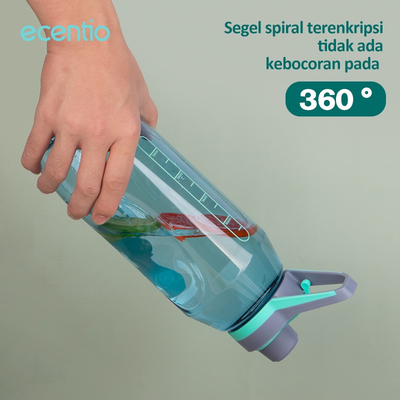 FOODI 1500ml /1.5 liter sport botol air minum gym tempat minum dengan pegangan water bottle super besar anti bocor/portabel/camping/unik-7