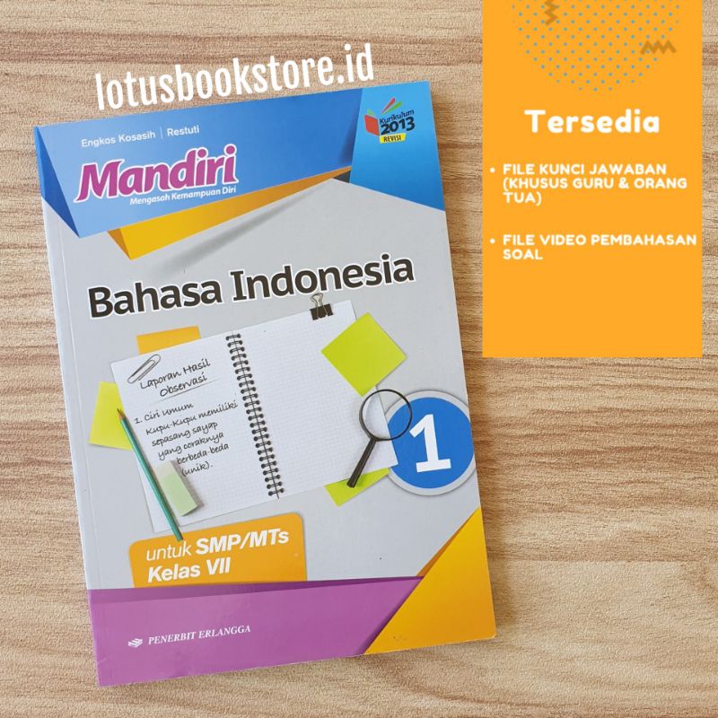 Seri Buku Mandiri SMP Kelas 7 ( Matematika IPA Indo English IPS PPKN PAI Biologi Fisika) Erlangga-Indonesia