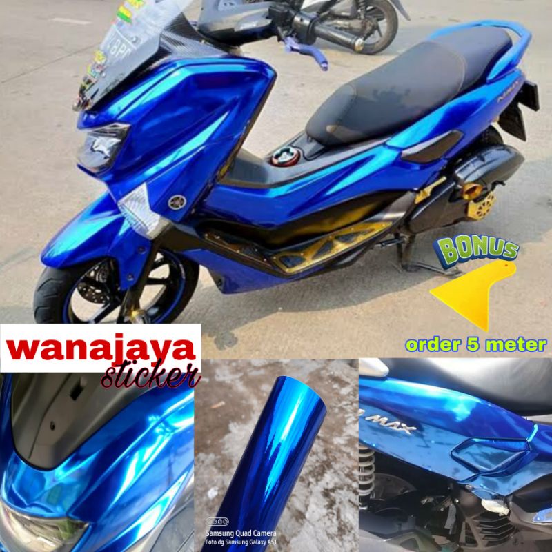 STIKER SKOTLET MOTOR BIRU CROM METALIK / SKOTLET BIRU KROM / SKOTLET WARNA BIRU / SKOTLET MOTOR KROM