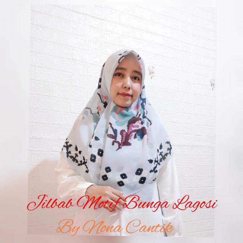 Jilbab Motif Bunga Lagosi Oleh-oleh khas Makassar Sulawesi Selatan