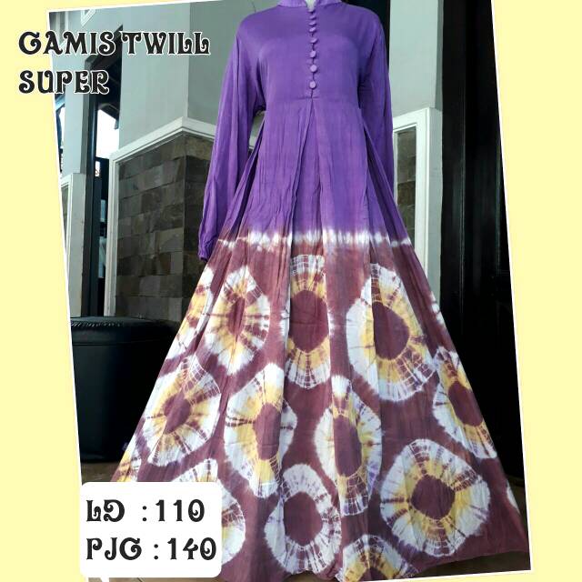 Gamis twill super jumputan/gamis tiedye/gamis jumputan pekalongan