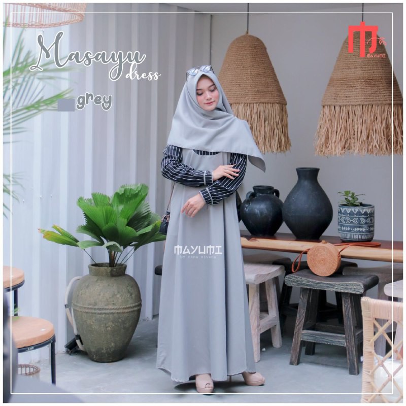 MASAYU DRESS GREY XXL || Gamis Syari Original by MAYUMI